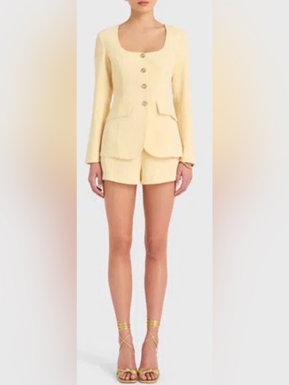 Amanda Uprichard Long Sleeve Kya Romper In Cornsilk